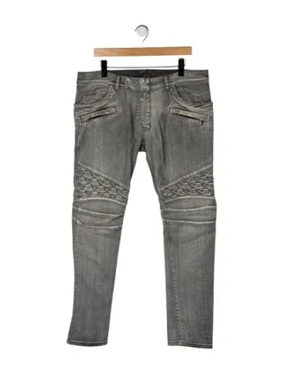 Pre-owned Balmain Moto Jeans In Green