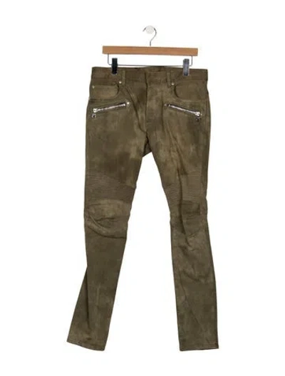 Pre-owned Balmain Moto Jeans In Green