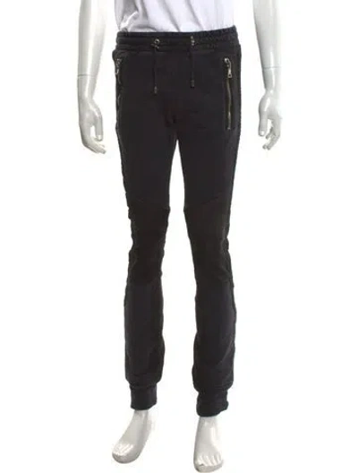 Pre-owned Balmain Moto Jeans In Grey