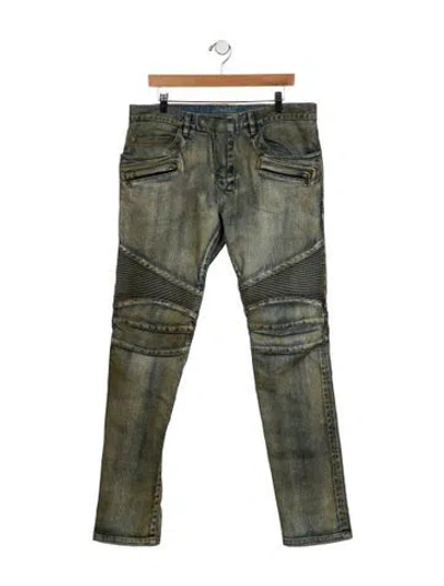 Pre-owned Balmain Moto Jeans In Multi