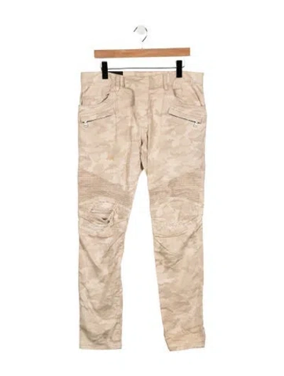 Pre-owned Balmain Moto Jeans In Neutrals