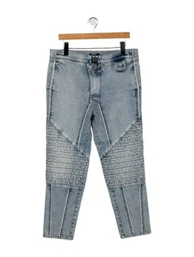 Pre-owned Balmain Moto Jeans W/ Tags In Blue