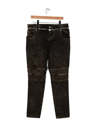 Pre-owned Balmain Moto Jeans W/ Tags In Brown