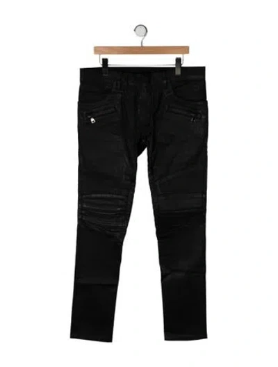 Pre-owned Balmain Moto Pants In Black