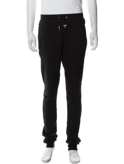 Pre-owned Balmain Moto Pants In Black/white