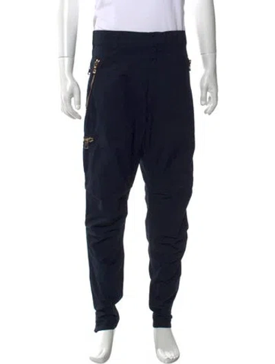 Pre-owned Balmain Moto Pants In Blue