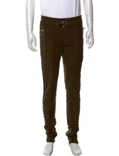 Pre-owned Balmain Moto Pants In Green