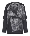 Balmain Motorcycle Jacket Printed Long-sleeved T-shirt In Black
