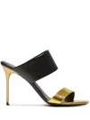 Balmain Black High Heel Mules In Ead Black Gold