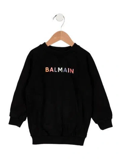 Pre-owned Balmain Babies' Multi Color Logo Crewneck In Black