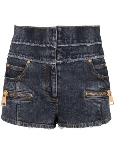 BALMAIN MULTI-POCKET DENIM SHORTS