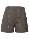 Balmain Checked Wool Blend High Rise Shorts