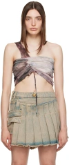 Balmain Multicolor Asymmetric Tank Top In Aay Multico Pastel (