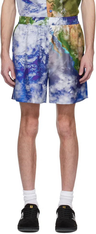 Balmain Multicolor Earth Print Shorts In Aaa Multicolore