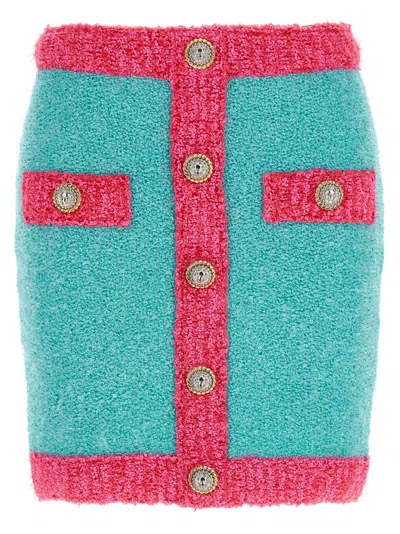 BALMAIN MULTICOLOR LEONE BUTTON TWO-TONE SKIRT