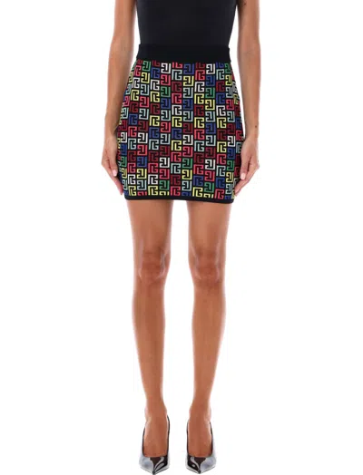 Balmain Multicolor Pb-intarsia Knitted Mini Skirt