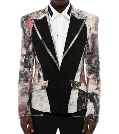 Balmain Multicolor Peaked Lapel Blazer In Black
