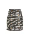 Balmain Hw Butonned Lurex Zebra Short Skirt In Multicolor