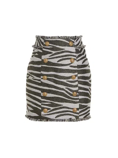 BALMAIN MULTICOLOR PRINTED SKIRT