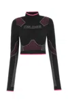 Balmain Multicolor Stretch Nylon Top In Black