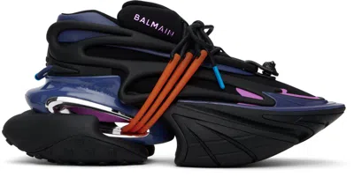 Balmain Multicolor Unicorn Low-top Sneakers In 6bk Noir/bleu