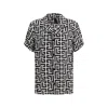 Balmain Monogram Printed Short-sleeved Shirt In Black