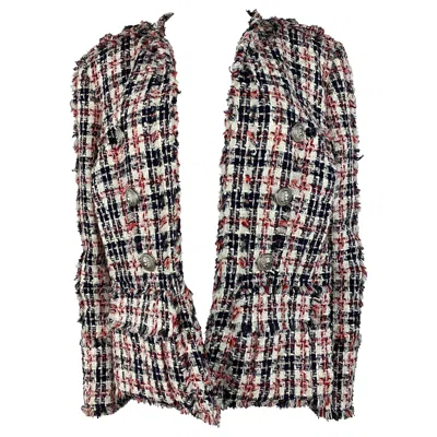 Pre-owned Balmain Multicolored Tweed Blazer Jacket In Black