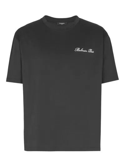 Balmain Multicolour Cotton Loose Sleeve T-shirt In Gray