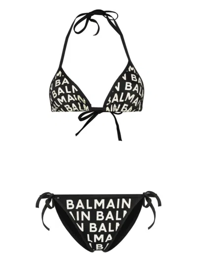 BALMAIN BALMAIN MULTICOLOUR TRIANGLE BIKINI WITH ADJUSTABLE TIES