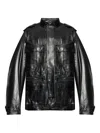 Balmain Lambskin Leather Mid Length Parka Clothing In Black