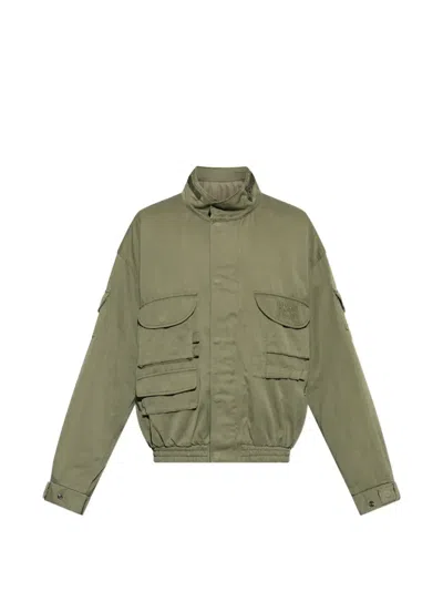 Balmain Multi-pocket High-neck Jacket In Green