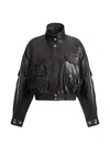 Balmain Multi-pocket Leather Bomber Jacket In Black