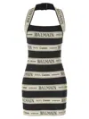 Balmain Striped Halterneck Jacquard Minidress In Multicolor