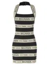 Balmain Striped Halterneck Jacquard Minidress