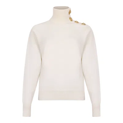 Balmain Natural Cashmere Wool Sweater In Neutral
