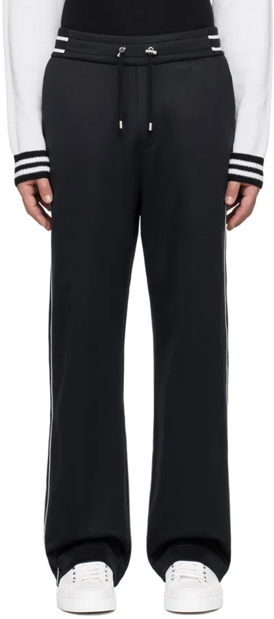 Balmain Navy & White Pb Signature Track Pants In Sls Bleu Marine Fonc