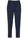 Balmain Navy Straight-leg Tailored Wool Trousers In Turquoise