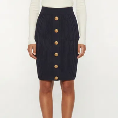 Pre-owned Balmain Navy Blue Rib Knit Embellished Short Skirt S