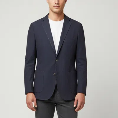 Pre-owned Balmain Navy Blue Stretch Cotton Slim Fit Jacket Xxxl