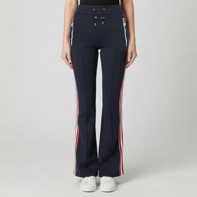 Pre-owned Balmain Navy Blue Stripe Detail Flared Track Pants Xs