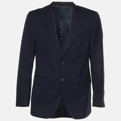 Pre-owned Balmain Navy Blue Wool Blend Extra Slim Fit Blazer L