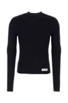 Balmain Logo-patch Merino Wool Jumper In Navy Blue