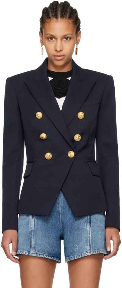 BALMAIN NAVY DOUBLE-BREASTED BLAZER