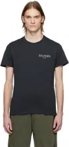 Balmain Short Sleeves Round Neck Straight Hem In Spl Marine Fonce/gri