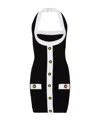 Balmain Black Dress With Square Neckline And Decorative Buttons In Black