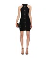 Balmain Black Dress With Pointed Collar And Logo Buttons On The Front In Wool Woman In Black