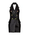 Balmain Buttoned Halterneck Double-breasted Knee Length Dress In Black