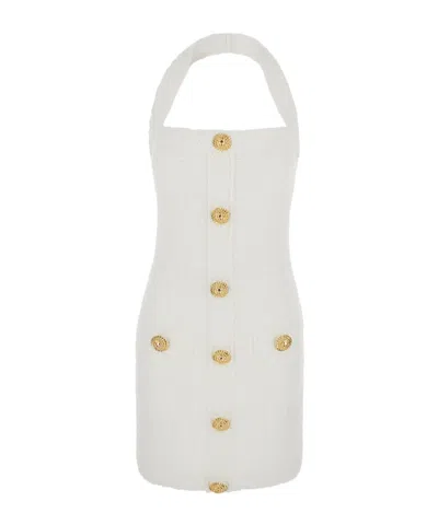 BALMAIN BALMAIN HALTERNECK TWEED MINI DRESS