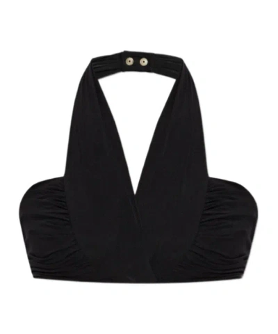 Balmain Neck-hanging Swimsuit Top In Black
