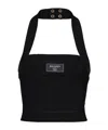 Balmain Ribbed Knit Halterneck Top In Black